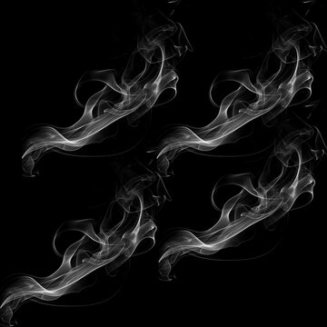  Ethereal Smoke Wisps on Black Background - Glowing Fog Strands Overlays