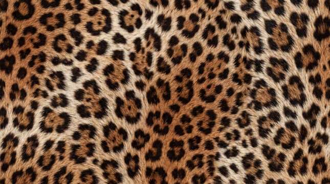 Close-up of a Leopard Print Pattern with Spotted Fur in Warm Brown and Black Colors for Wildlife and Animal Design Projects