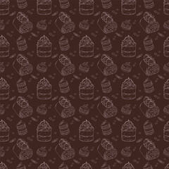 Hand Drawn Dessert and Sweet Cake Seamless Pattern © droolbug