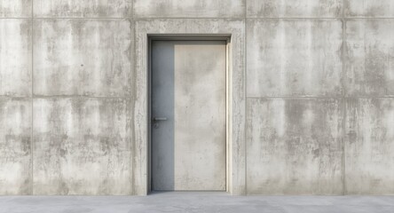 Fototapeta premium Minimalistic Concrete Wall with a Single Doorway in Natural Light