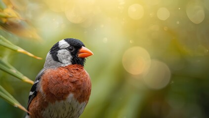 Fototapeta premium Gorgeous Sparrow Portrait - Soft Focus Background, Warm Light, Nature Close-Up