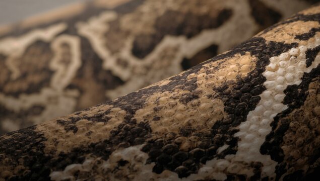 Closeup of Python Skin Texture with Natural Patterns and Colors