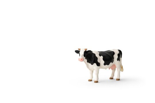 Plastic Cow Figurine Isolated on White with Minimal Background