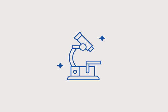 Microscope line icon for laboratory research. Vector illustration for urology biopsy diagnostic clinic, semen analysis test, medical science.