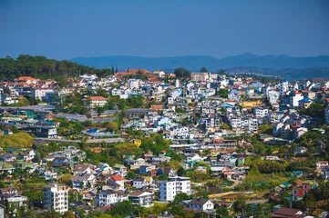Panorama with aerial view of city of Dalat in Vietnam in Asia © alexkoral