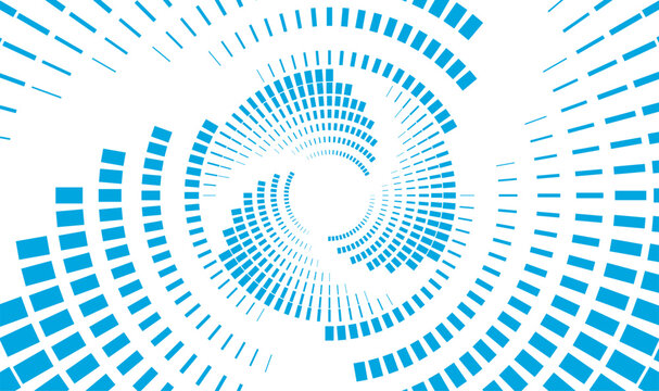 Modern tech background with abstract blue geometric spiral square segments. Creative tech pattern design.