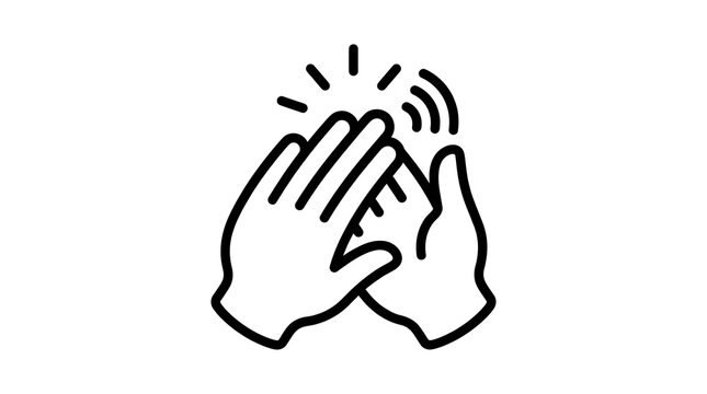 A hand gesture of applause with sound waves is performed by two hands.