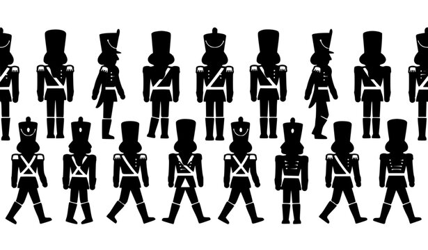 Christmas Toy Soldier Nutcracker Silhouette Collection Vector Set