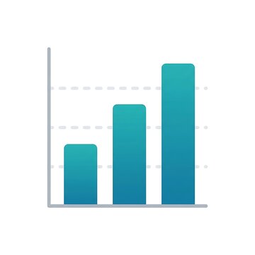 A graph displays business data with increasing bars on a screen