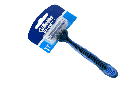 July 12, 2026, Tbilisi, Georgia Gillette Blue3 Plus disposable razor in packaging