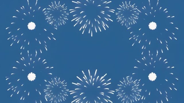 White snowflakes falling in a circular pattern against a deep blue background seamless motion graphic