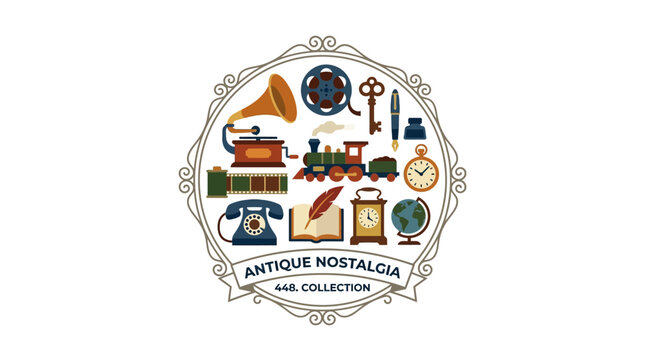Antique Nostalgia Collection: Vintage Objects Collage