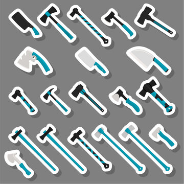 big kit steel axes with wooden handle
