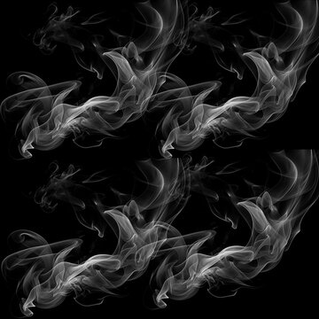 Flowing Smoke Swirls on Black Background - Wispy Fog Texture Overlays