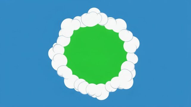 Green cells growing with white outlines in blue background during science concept development