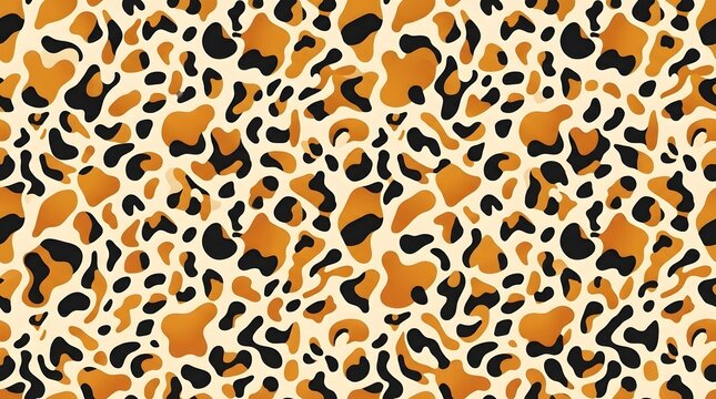 Close-up of animal print pattern with brown black and cream spots on fabric or fur design for fashion and wildlife themes