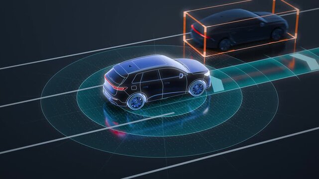 Autonomous Car Sensor Visualization With Rotating 180 Degree Camera Orbit