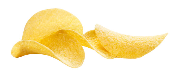 Naklejka premium Crispy potato chips, isolated on transparent cutout background