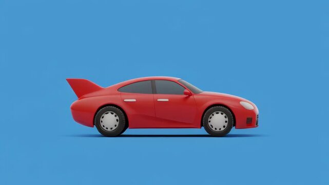 Red Sports Car Assembling With Aerodynamic Spoiler During Bright Daylight Studio Lighting