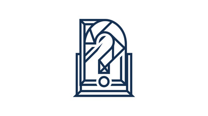 Obraz premium Abstract Question Mark Icon, Geometric Design, Mystery Symbol