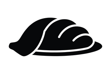Fototapeta premium Minimalist black dumpling icon vector illustration of a traditional Asian jiaozi or potsticker isolated on a clean white background for menu design