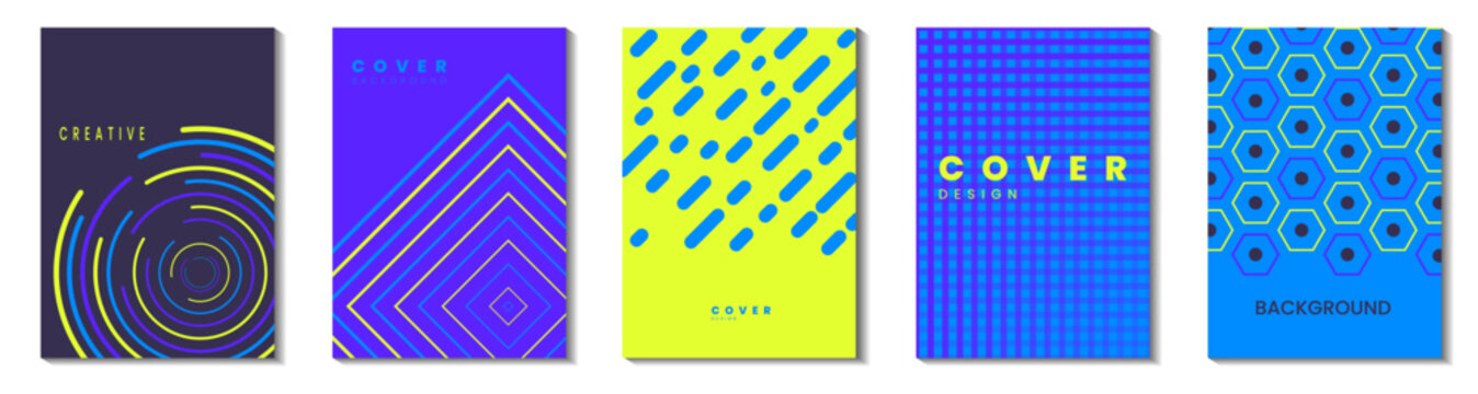 modern colorful geometric abstract cover poster template set