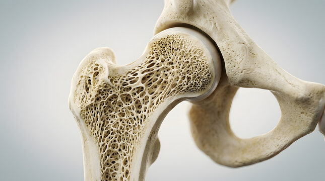 Anatomical 3D Illustration of Human Hip Joint showing the Detailed Internal Trabecular Bone Structure of the Femur Head