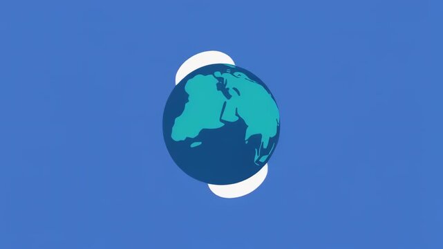 Animated globes rotating on blue background with copy space for global concepts