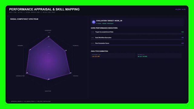 Performance Appraisal Skill Mapping Dashboard UI on Green Screen