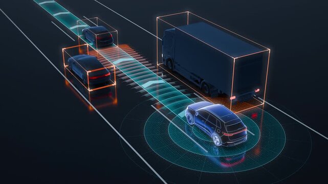 Autonomous Car Adaptive Cruise Control in High Three Quarter View