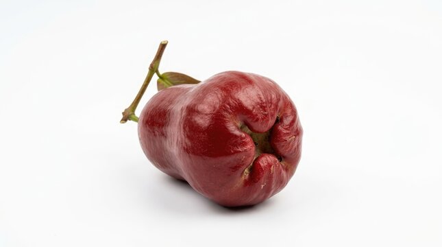 Wax Apple Delight: A single, ripe wax apple, also known as Java apple, glistens under studio lights, its vibrant red skin hinting at the juicy, sweet flesh within.