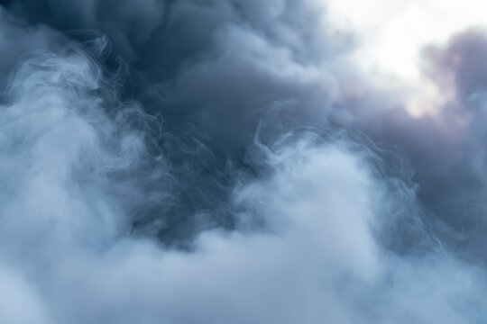 The Smoke Enveloping Blue Mist as Surreal Clouds Drift Through Silence