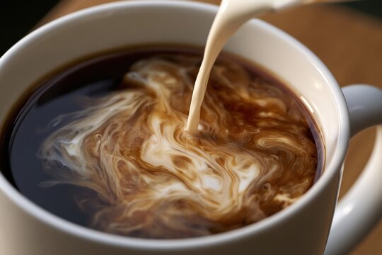 The Cup of Coffee With Creamy Swirl Creating Warm Morning Comfort