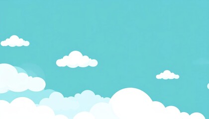 Obraz premium Animated Sky with Fluffy White Clouds on a Bright Blue Background - Vector Illustration