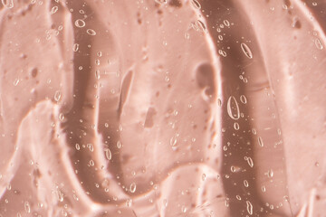 Obraz premium Pink Cosmetic Gel Liquid Texture with Transparent Oxygen Bubbles Commercial Backdrop