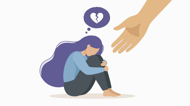 Mental health support and compassion for a sad, heartbroken person