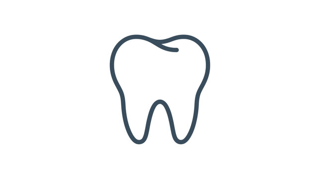 Minimalist outline of a healthy tooth, dental care icon, white background