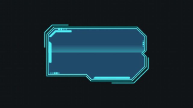 Futuristic HUD user interface element animating with a glowing scan line effect in a seamless loop on a dark background for a modern sci-fi technology or gaming design concept