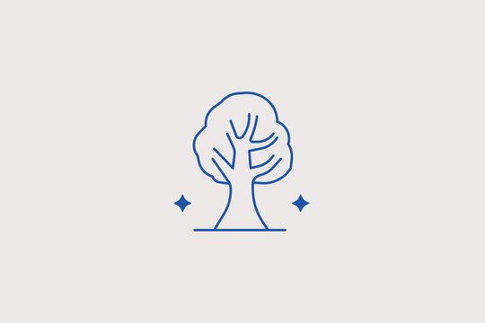 Birch tree with textured bark line icon for forest botany. Vector illustration for national park nature protection, wood materials catalog.