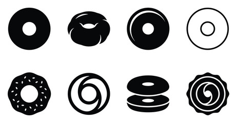 Minimalist bagel icon variations set, premium vector line art bundle for digital marketing, clean geometric horizontal bagels graphic designs for creative branding projects isolated on white b © ArtMint