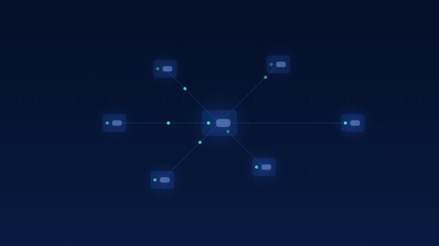 Animated Edge computing servers mesh network ocean cloud loop
