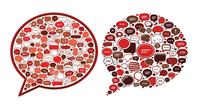 Speech Bubble Pattern With Text Elements Red And Brown Tones