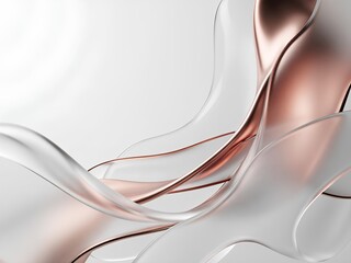 Naklejka premium Elegant minimalist background with metallic copper waves and translucent glass ribbons