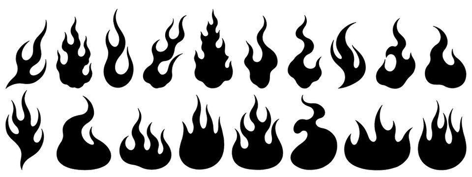 Minimalistic fire illustrations isolated on a transparent background