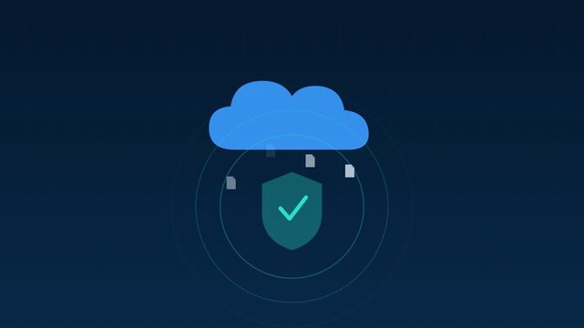 Animated Cloud backup shield secure verified azure cloud loop