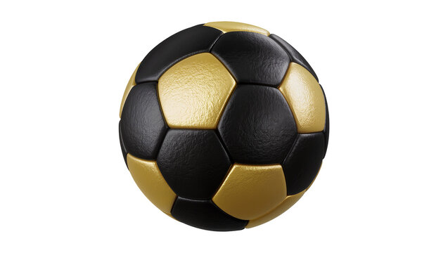 Isolated elegant black and gold soccer ball, perfect for sports games and championship events