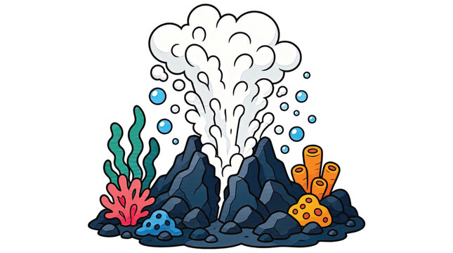 Mysterious Underwater Eruption Vector Illustration - Abstract Energy Bloom
