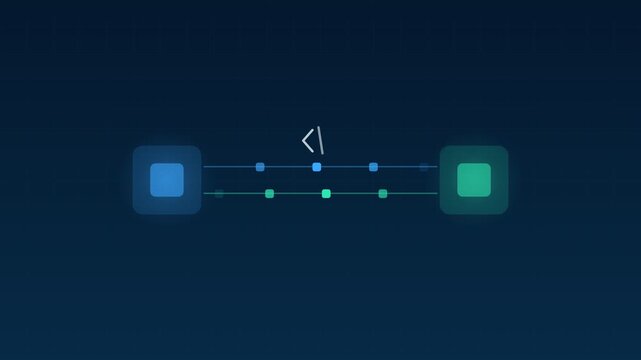 Animated Api integration modules data exchange sky cloud loop