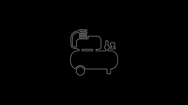 Air compressor tool continuous line drawing animation