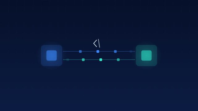 Animated Api integration modules data exchange blue cloud loop